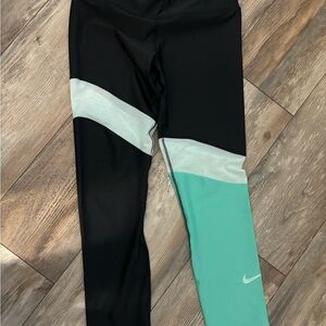 Nike Black and Teal Leggings